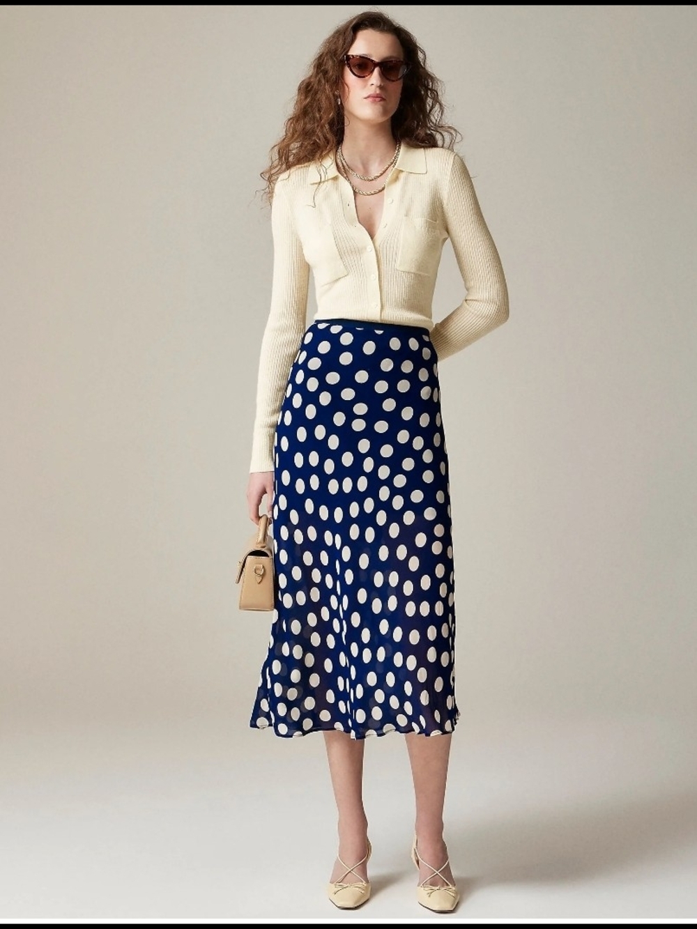 New Gwyneth Slip Skirt In Polka-dot Viscose Chiffon